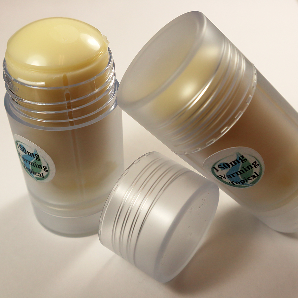 Two 150mg containers of a Warming Topical roll-on from GraniteLeaf Cannabis.