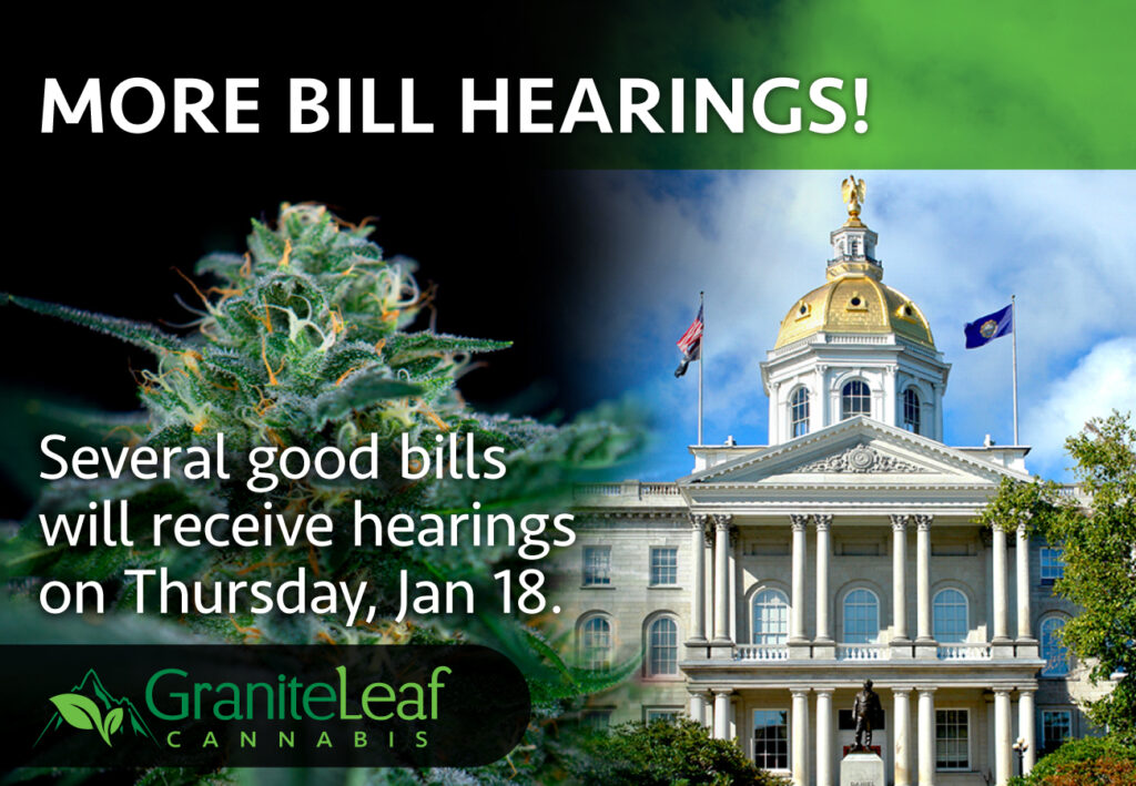More Bill Hearings! Several good bills will receive hearings on Thursday, January 18.