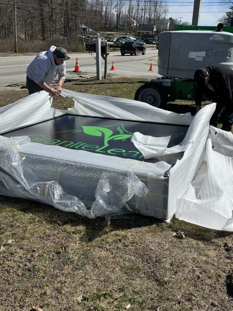 unwrapping the new GraniteLeaf Cannabis sign