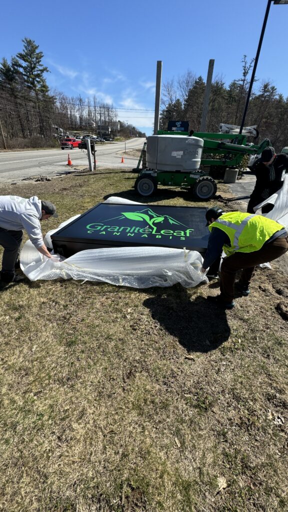 unwrapping the new GraniteLeaf Cannabis sign