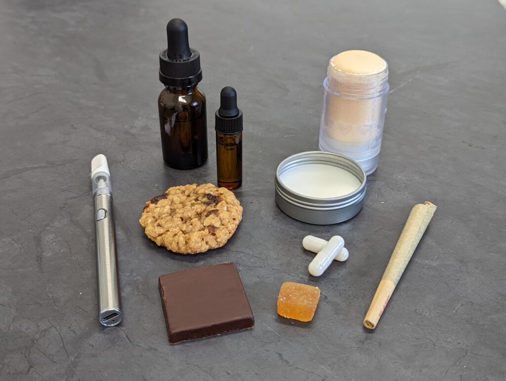 An assortment of therapeutic cannabis products